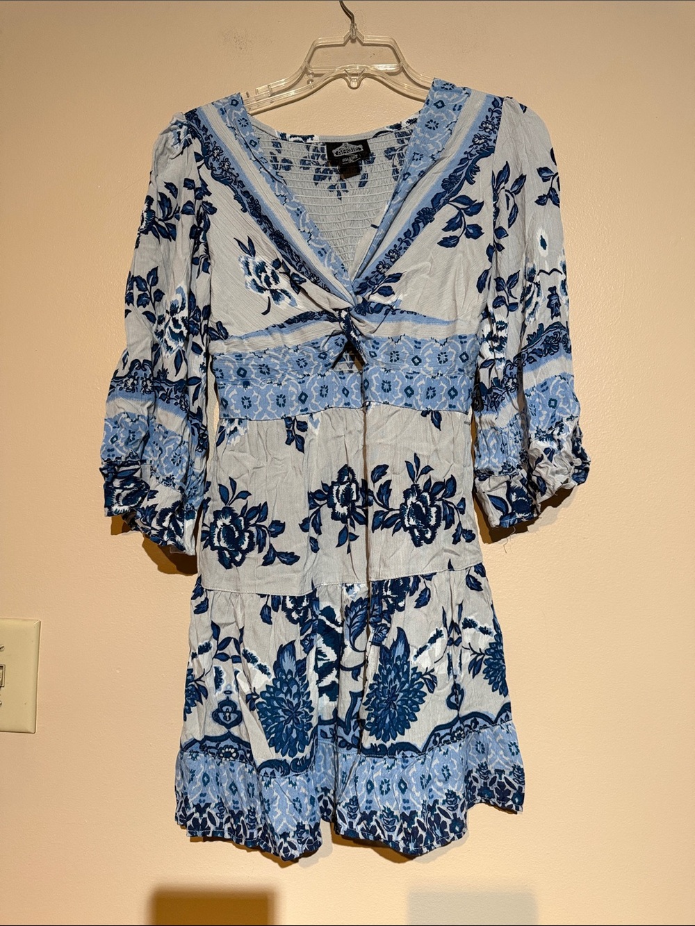 Angie Light Blue and Navy Floral Mini Dress